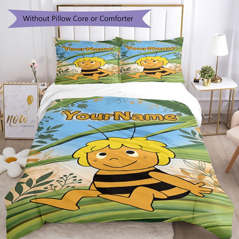 Biene Maja Customize Your Name Bedding Set Breathable Duvet Cover with Pillowcases Home Decoration Birthday Gift