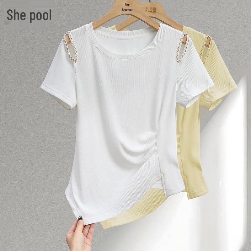 Women s Beaded Off-Shoulder Pleated T-Shirt XXL