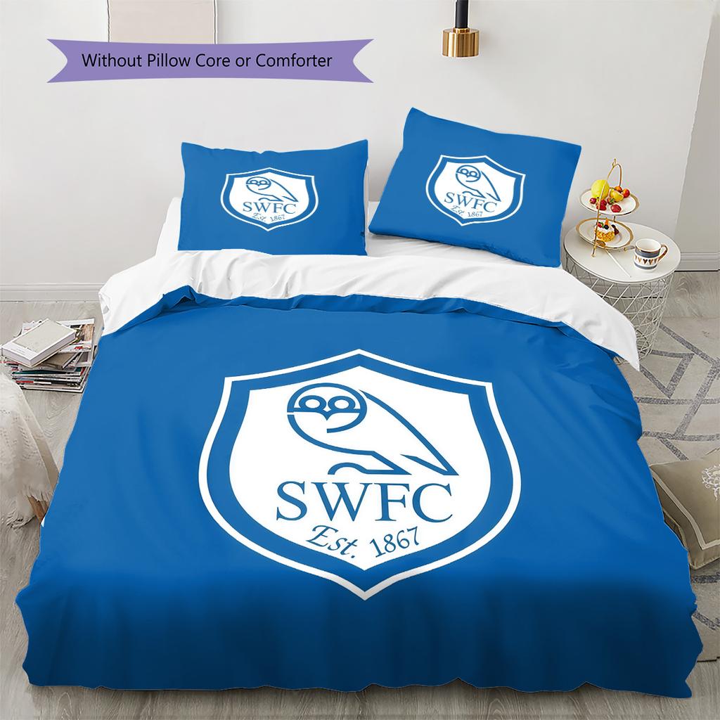 Sheffield Wednesday F.C Pattern Bedding Quilt Set Home Decoration Gift (1 * Duvet Cover + 2 * Pillowcase Without Core)