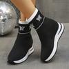 Bottes Chaussettes Tricotées Grande Taille pour Femmes Nouvelle Plateforme Talon Compensé Invisible Légères à Enfiler Automne