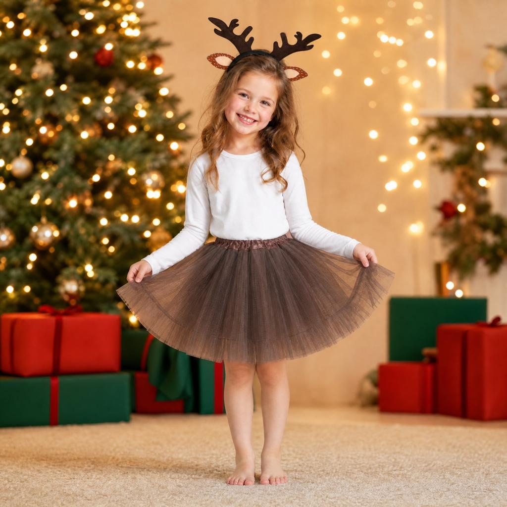 Children's Christmas Headband and Skirt Set for Holiday Costume