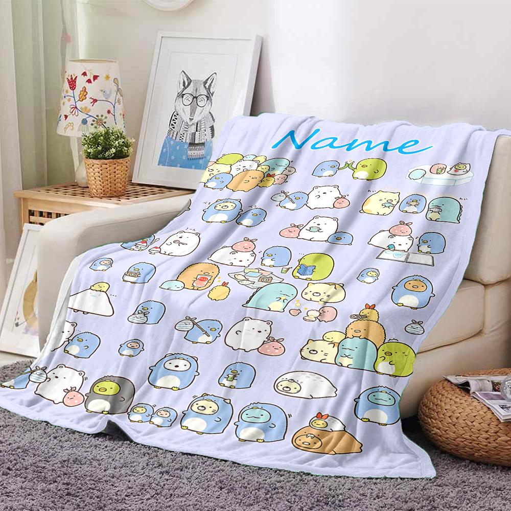 Customiz Name Personality Sumikko Gurashi Blanket Soft &Warm Sofa Office Bed Travel Lunch Break Blanket, Gift Suitable All Seasons