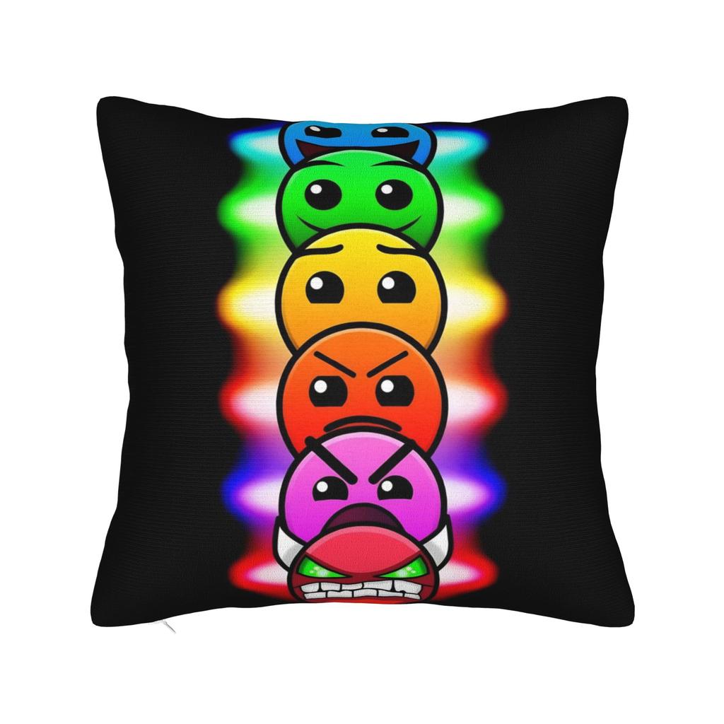 Geometry Dash Games Pillow Covers Merch Printing Cushion Cover Gift Throw Pillow Case Cover Chair Multiple Sizes