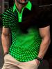 Stylish 3D Optical Illusion Polo Shirt, Short Sleeve Top