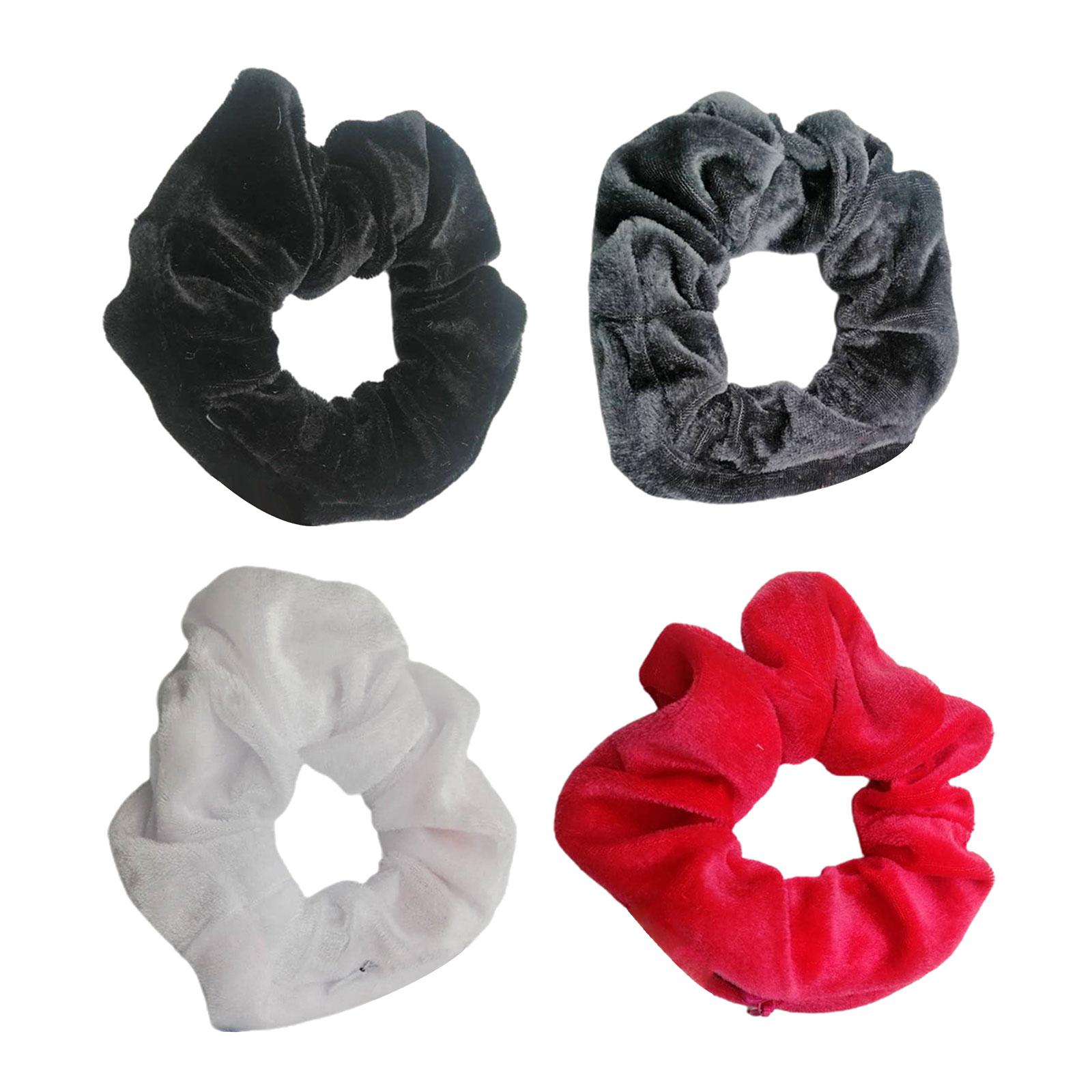 

Velvets Scrunchies with Zippered Pocket Elastic Hair Bands for Women and Girls Colorful Ponytail Holders Accessories 4