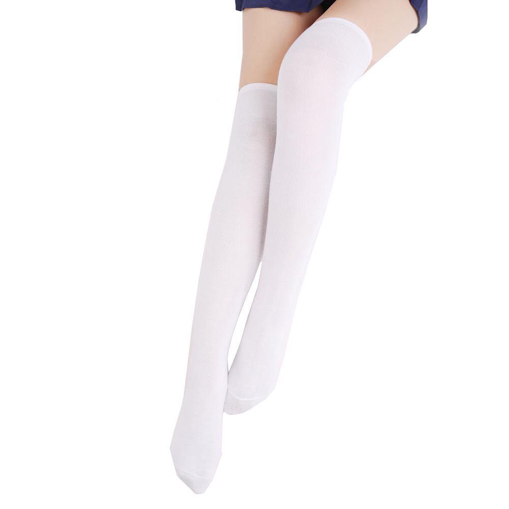 Calze a righe sexy da college in cotone ispirate al Giappone, sopra il ginocchio, bianco e nero, modello 3013