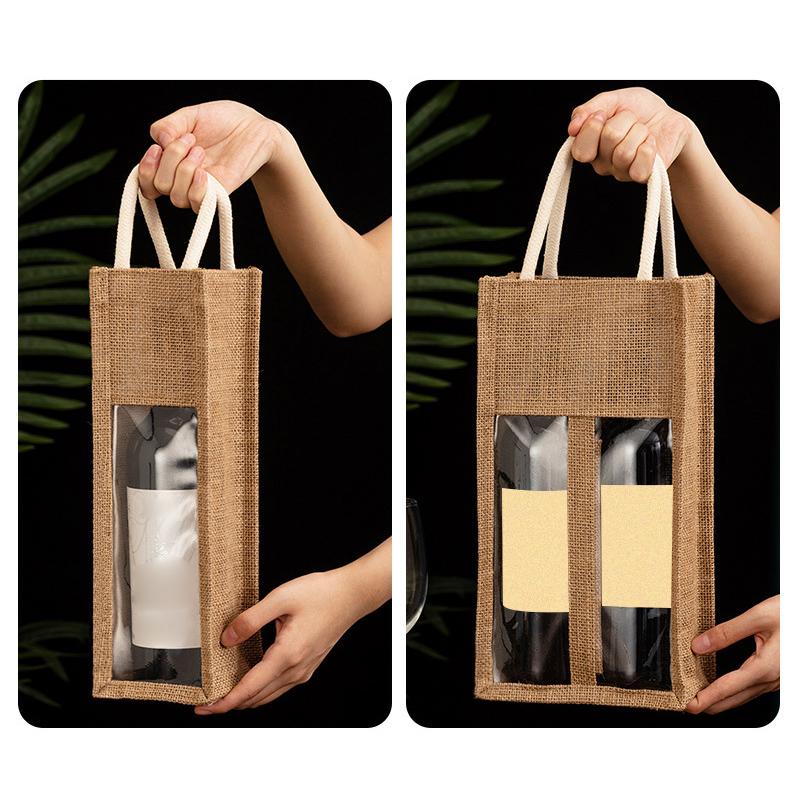 New Red Wine Handbag Wine Gift Box With Window And Handle Single/ Double Bottle Champagne Package Bags Wedding Favors For Guests