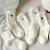 Socks women's white plush medium tube socks winter plush thickened Australian plush puppy embroidery warm and cute
