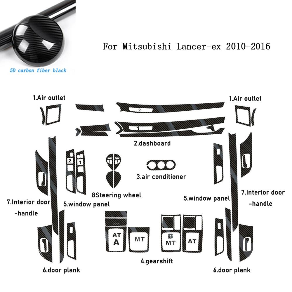 Carbon Fiber For Mitsubishi Lancer-ex 2010-16 Car Film Interior Sticker Center Console Gear Dashboard Air Door Handle Lift Panel