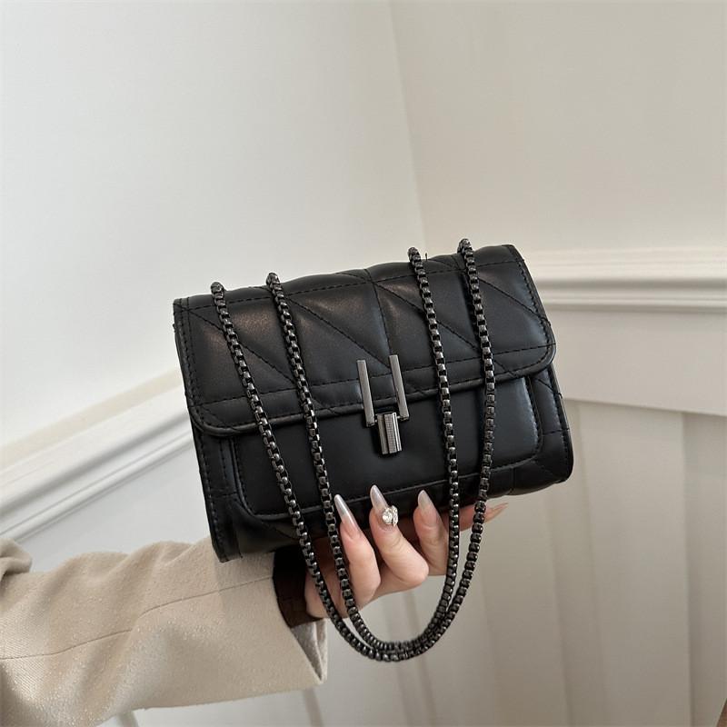 Korean Style Texture Bag 2024 Spring New Diamond Chain Bag Simple Shoulder Bag Crossbody Bag