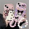 Hello Kitty Kuromi Phone Holder Chain Case For Xiaomi Redmi Note 15 5G 15C 15 14C 13C Note 14 13 12 Pro Plus 5G Pochacco Casing