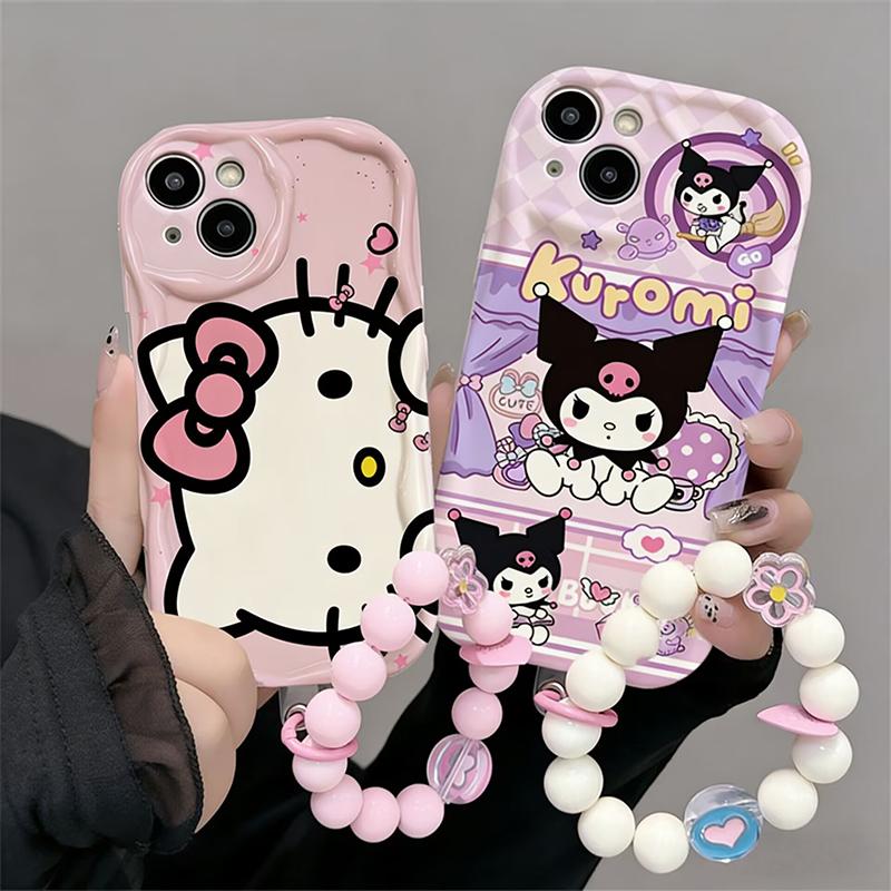 Hello Kitty Kuromi Phone Holder Chain Case For Xiaomi Redmi Note 15 5G 15C 15 14C 13C Note 14 13 12 Pro Plus 5G Pochacco Casing