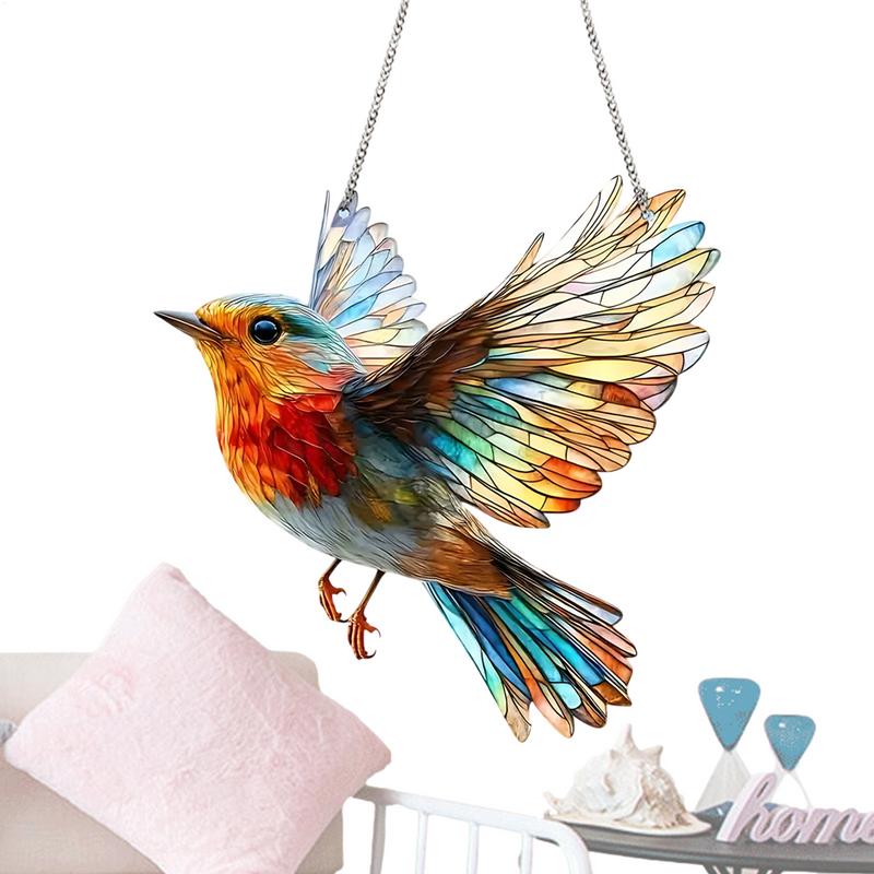1pc Hummingbird Stained Window Hanging Sun Catcher Acrylic Signs Decoration Porch Home Garden Decor