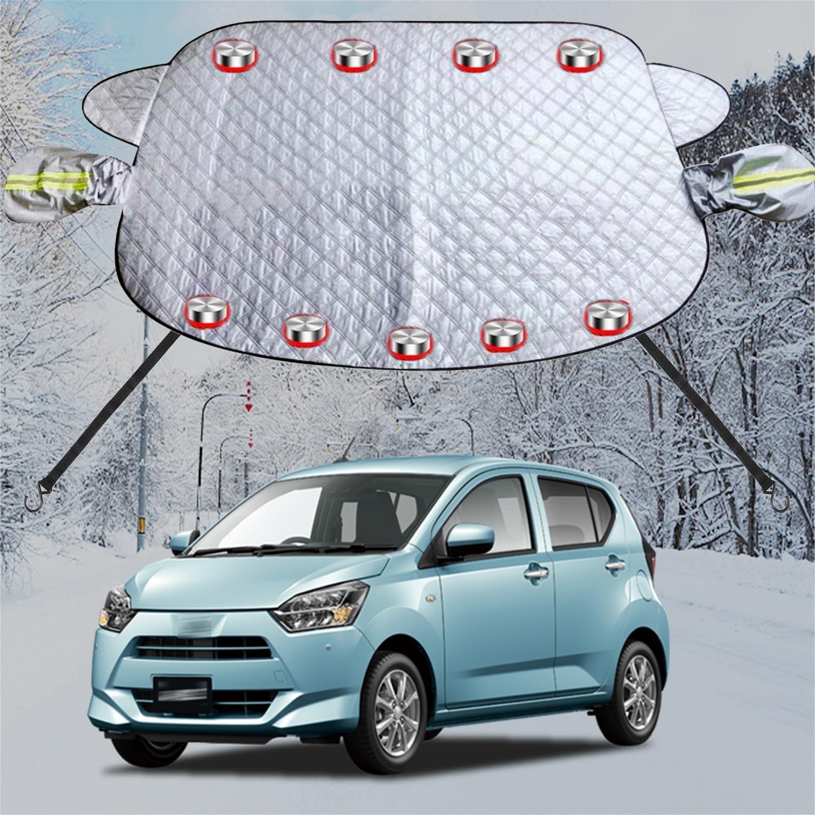 Антифризная накидка на лобовое стекло автомобиля, подходит для Daihatsu Mira/Mira Y/Mira Cocoa One size серебряный