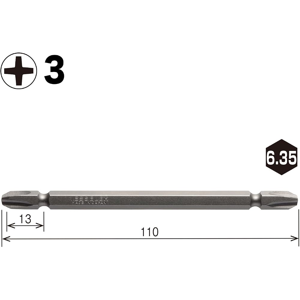 [Amazon.co.jp Exclusive] VESSEL (VESSEL) Double Headed Air Bits for Electric Screwdrivers +3 x 11...