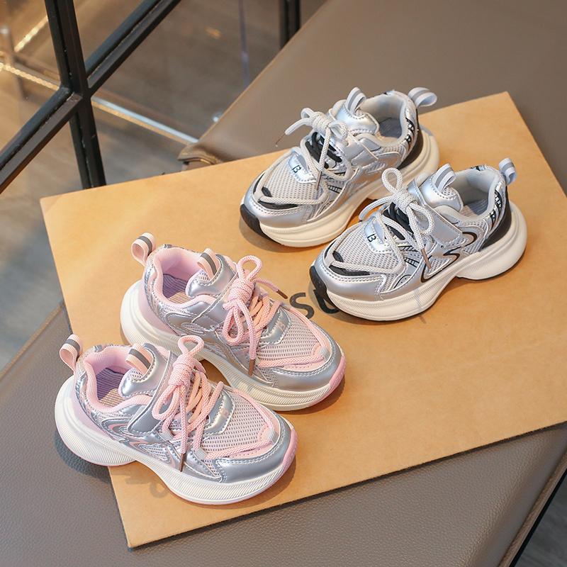 Boys Girls Running Shoes Thick Soft Sole Students Sports Shoes Comfortable Non-slip 2025 New Children Sneakers Handsome Trendy