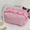 Plaid Quilted Makeup Bag, Large Capacity Portable Travel Toiletry Pouch