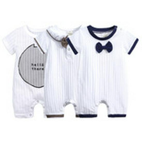 Summer 2025 Baby Short Sleeve Ribbed Jumpsuit Romper with Snap Crotch