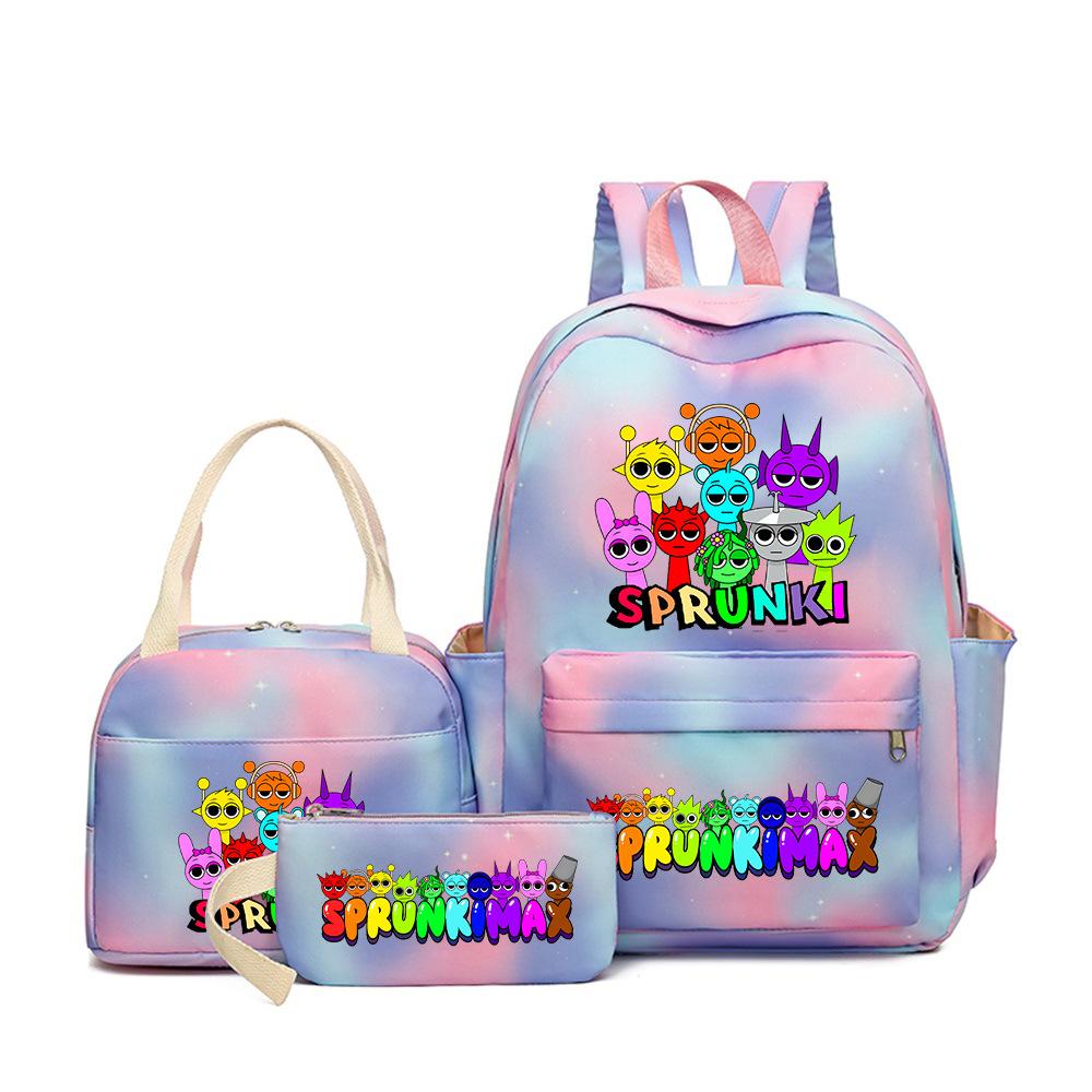 3D New Game Rhythm Box Sprunki School Bag Backpack Elementary and Secondary School Backpack Crossbody Bag Pencil Bag