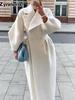 Autumn Newest Vintage Palace Style Lantern Sleeve Wide Neck Wool Coat Long Dress
