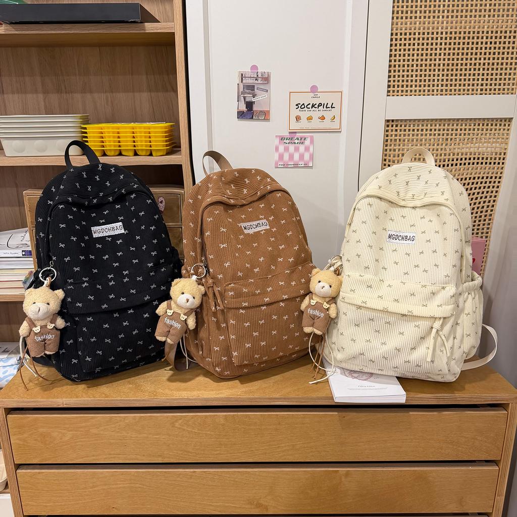 Schoolbag, High Aesthetic Value, Soft Girl Bow, Girly Cuteness, Korean Fashion, Versatile Laptop Backpack for Middle and High School Students