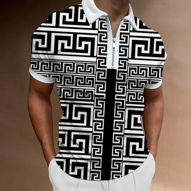 Polo de manga corta para hombre, camiseta con cremallera, Polo