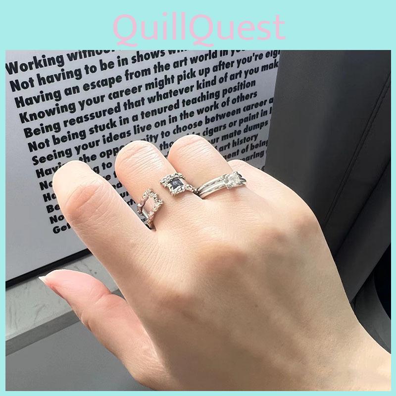 Trendy Ins Style Adjustable Open Ring For Women Featuring Unique Mirror Finish And Geometric Shape