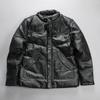 American retro locomotive style first-layer cowhide down jacket, white duck down thickened stand-up collar leather jacket men's winter