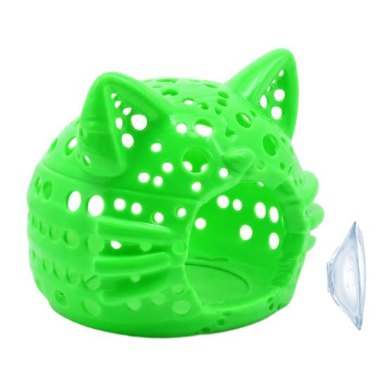 Betta Fish Accessories Aquarium Shrimp Cave, Cat Head Hideout with Suction Tank Cave for Small Cup, Decorative Tanks Decoration Shelter