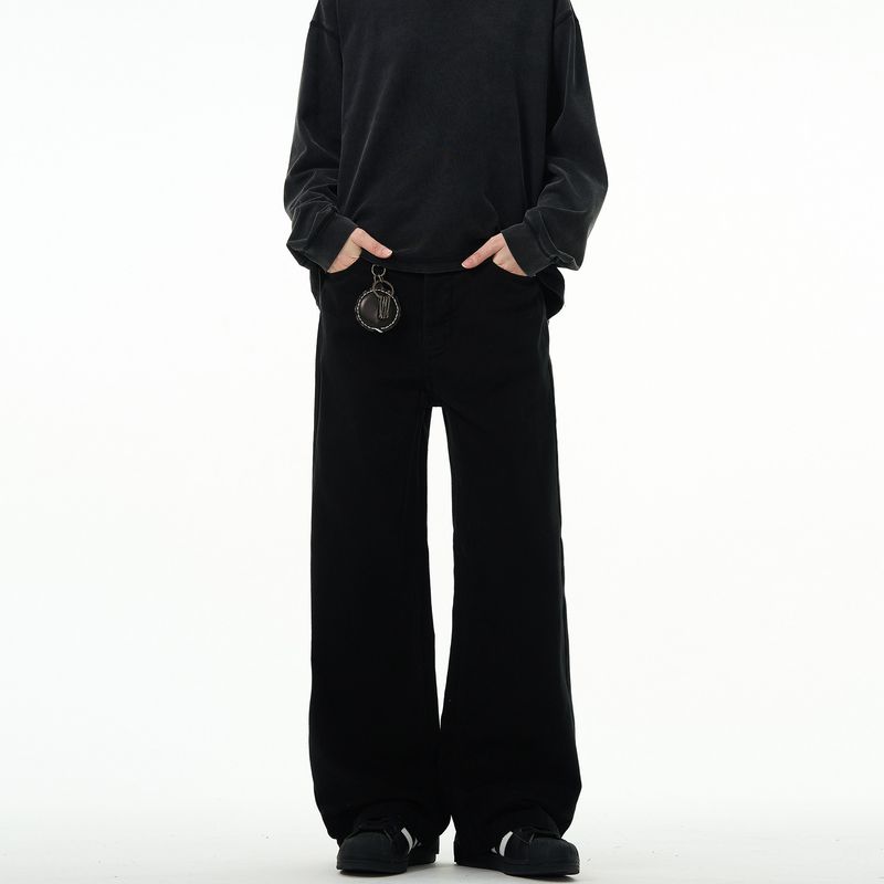 

Madwitch Black Cleanfit Loose Straight-leg Denim American Retro Micro Pull Vintage Pants Men Black 2XL