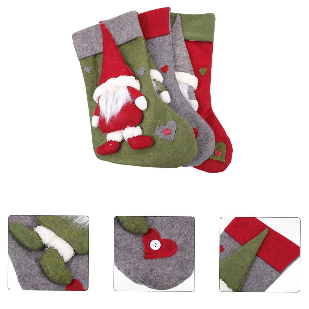 Oversize Christmas Stockings Kids Gift Bag With Gnomes Old Man Hanging Decor for Holiday Party Celebrations Xmas Tree Decoration
