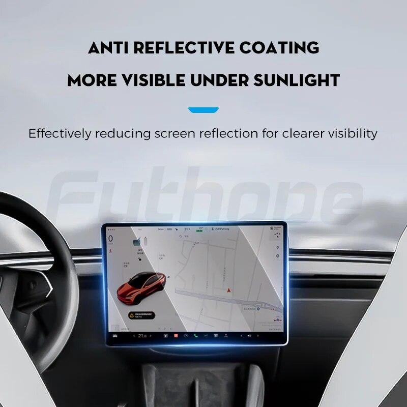 Protezione Schermo in Vetro Temperato Futhope per Tesla Model 3 Highland Y 2021-2024 Pellicola Protettiva Opaca Antiriflesso HD per Schermo Centrale