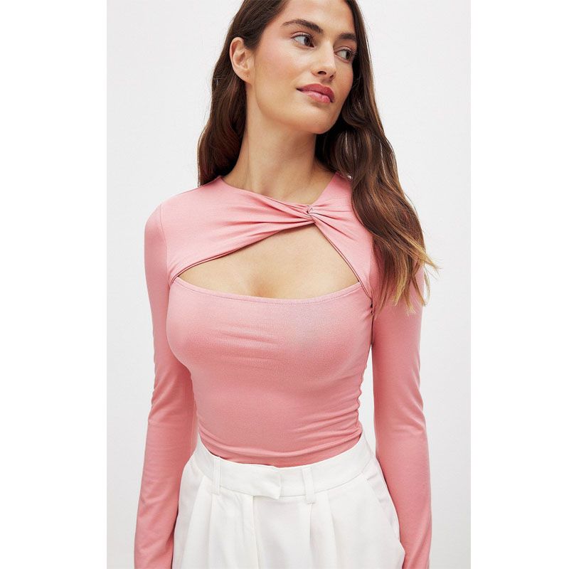INS Trendy Double-Layer Collar Spring & Fall New Cut Out Fake Two-Piece Silm Slim Looking Micro-Pull Long Sleeves Women's T-shirt T-shirt