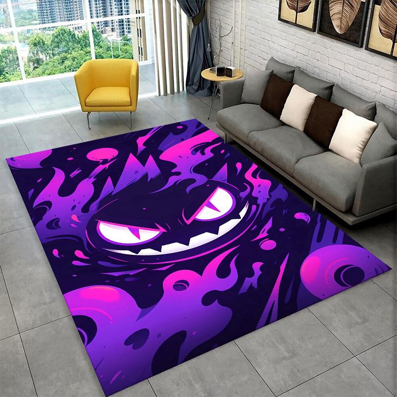 Cute Gengar Pokemon Cartoon Non-Slip Area Rug for Living Room,Bedroom,Playroom,Soft Carpet Floor Mat Home Decor Rug Kids Room