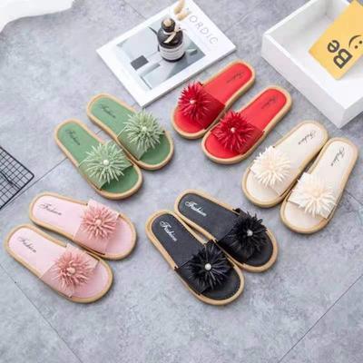 Summer New Women's Flat-bottomed Slippers Home Indoor One-word Slippers Comfortable and Breathable Soft-bottomed Student Slippers