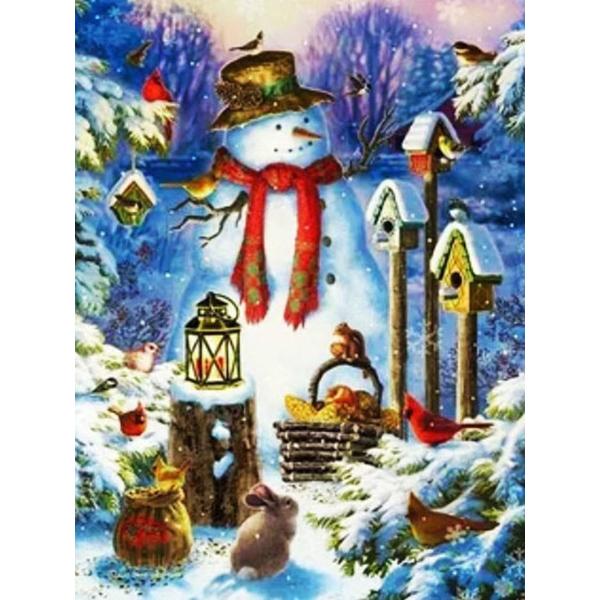 

Полный квадратный/круглый 5D Diy алмазная живопись Снеговик мультфильм Алмазная вышивка зимний пейзаж подарок ручной работы Рождественский декор Full Round 20x30CM