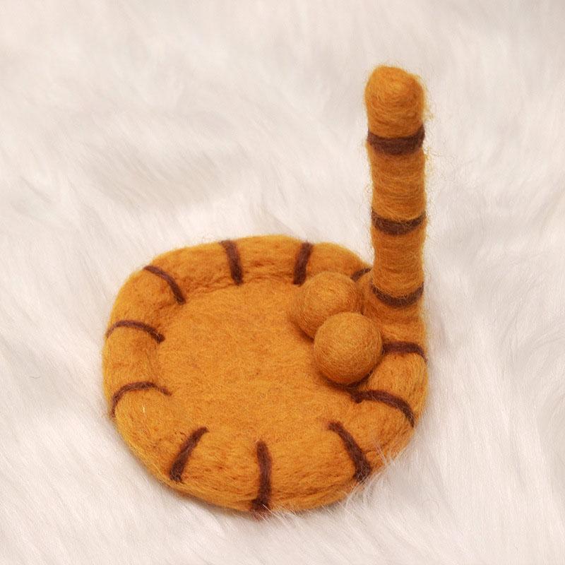 Cat Butt Felt Coaster Funny Coaster for Coffee and Tea оранжевый