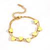 Double Layer Heart Pendant Bracelet - 18K Gold Stainless Steel, Colorfast, 7 Hearts Design for Women