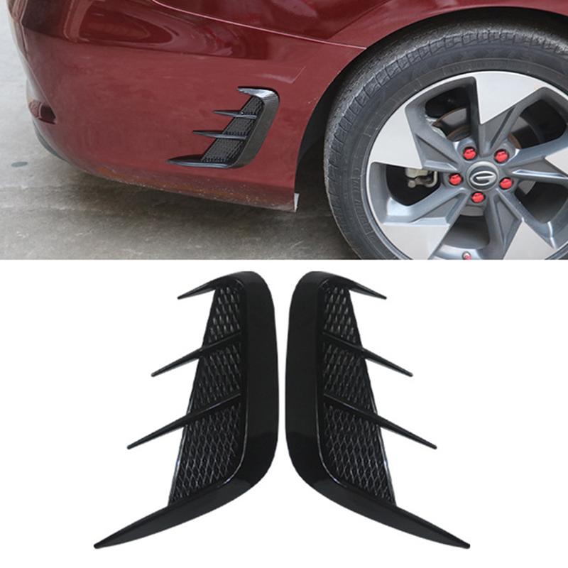 1 Pair Car Body Decoration Universal Carbon Fiber Pattern Soft Front Bumper Side Air Flow Vent Cover Diy Accessories