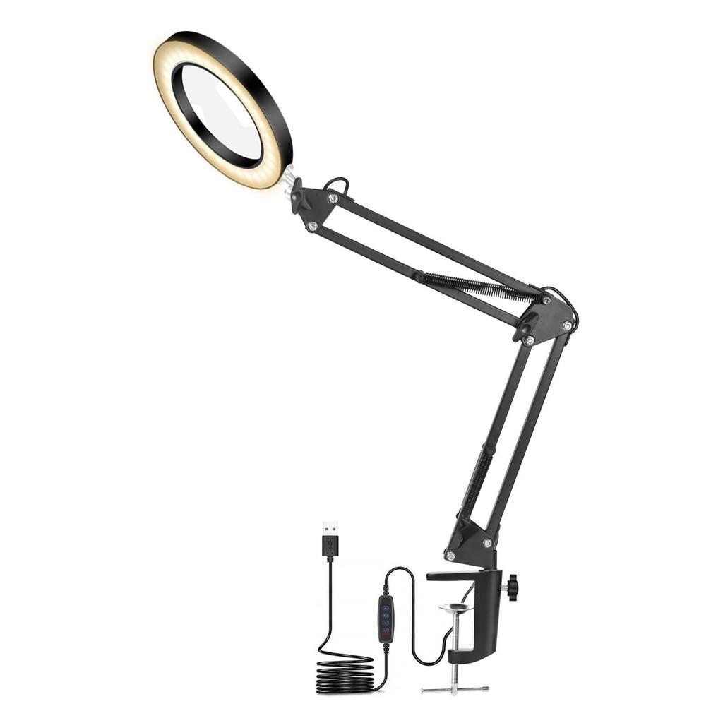 Foldable LED Magnifying Desk Lamp for Eye Protection, Reading, Nail Art, Tattoo, and Repair Work