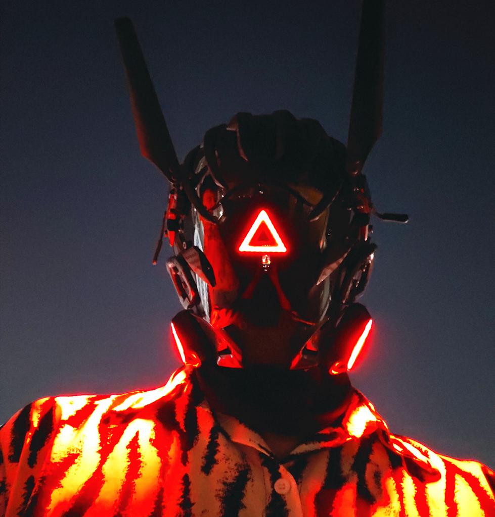 Maska Punkowa Okrągła Lampa Maska Kaskowa Cosplay dla Mężczyzn i Kobiet, Fajny Maskotka Techwear, Pełnotwarzowa Maska Akcesorium do Kostiumu