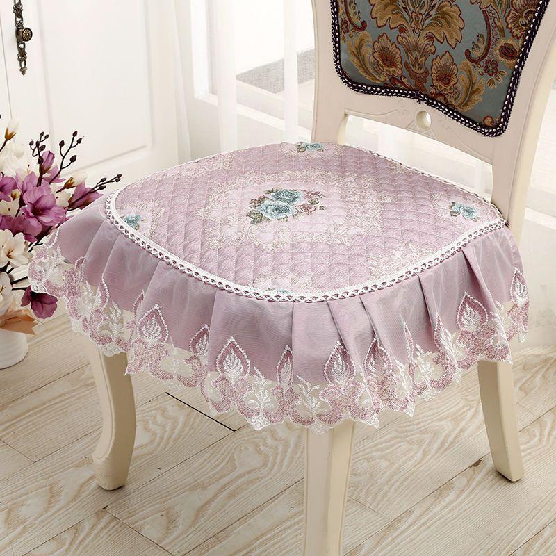 Dining Chair Cushion European Printed Seat Cushions with Lace Quality Four Seasons Stool Seat Mat Non-slip Buttocks Pad