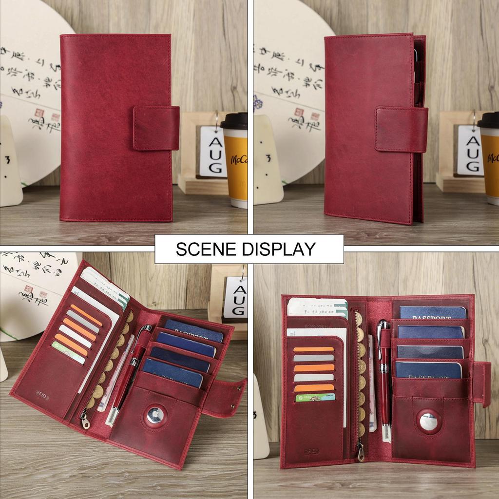 CONTACT'S Hakiki Deri Erkek Clutch Cüzdan Pasaport Tutucu Uzun Çanta Kredi Kartı Yuvası Taşınabilir Kart Çantası Seyahat Cüzdanları