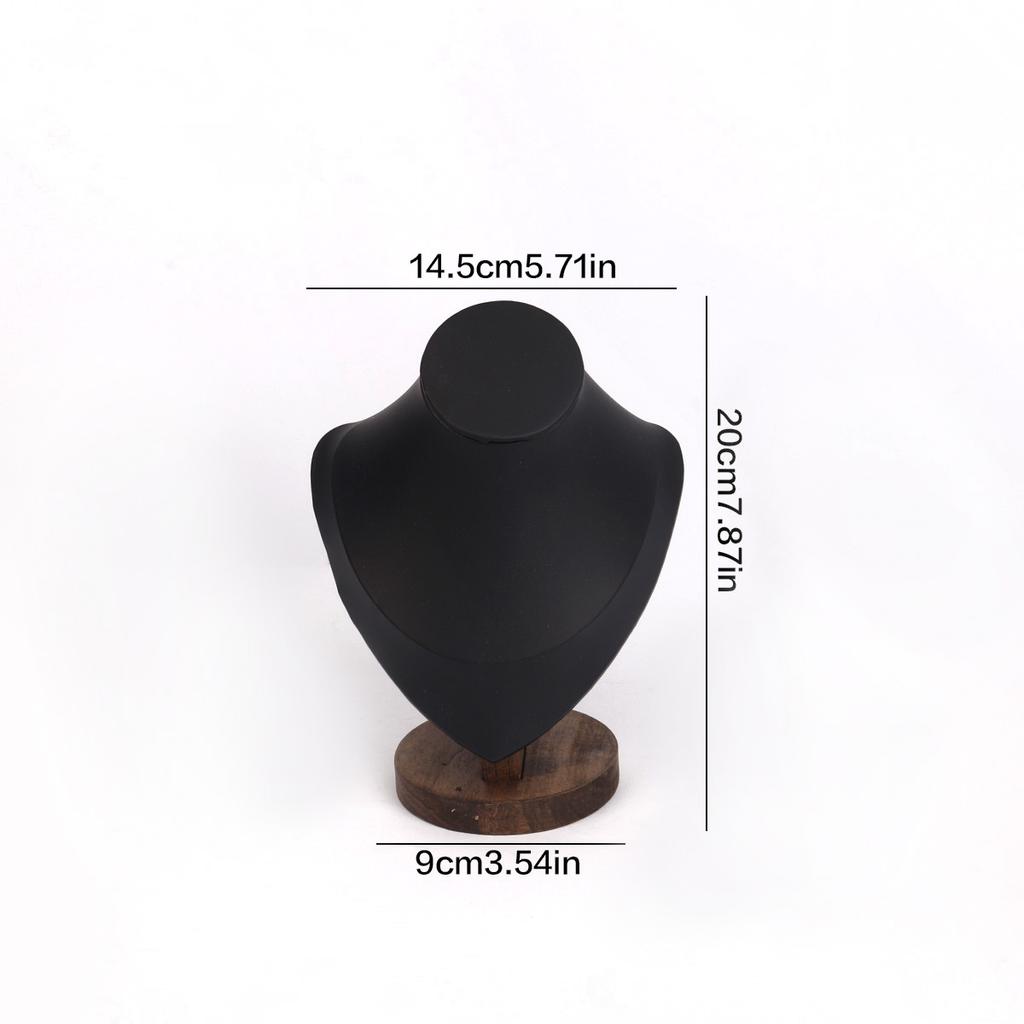 Walnut Color PU/Velvet Portrait Necklace Display Jewelry Display Stand Jewelry Mannequin Bust Necklace Pendant Window Display