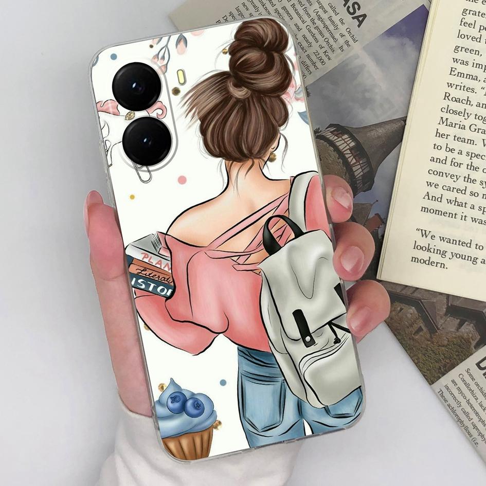 Cases For Xaimo Poco F4 X7 X6 X5 X4 X3 M5 M6 M7 14T 15 Pro Plus Beautiful Girls Pattern Transparent Silicone Camera Protection Housing For Xiaomi Capa