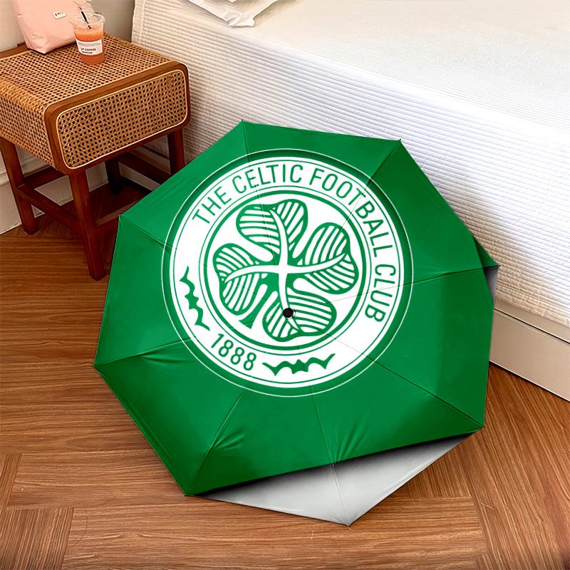 Modello del Celtic Football Club, ombrello pieghevole automatico, design portatile e pieghevole, 8 stecche, un regalo di Natale o di compleanno.