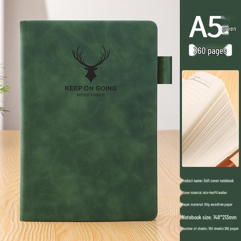 A5 Sheepskin Leather Business Notebook – Thick, Soft Cover for Meetings & Records