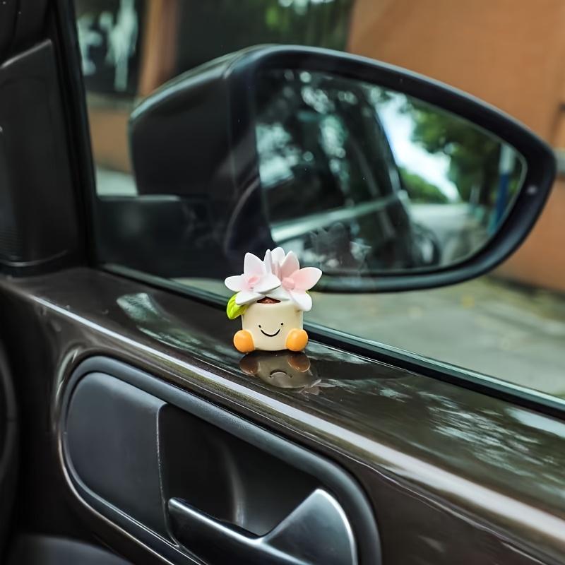 Four Sets, Cute Car Accessories Ornaments, Pot Plant Flowers Car Mini Ornaments, Mini Dashboard Decorations with A Sense of Sophistication