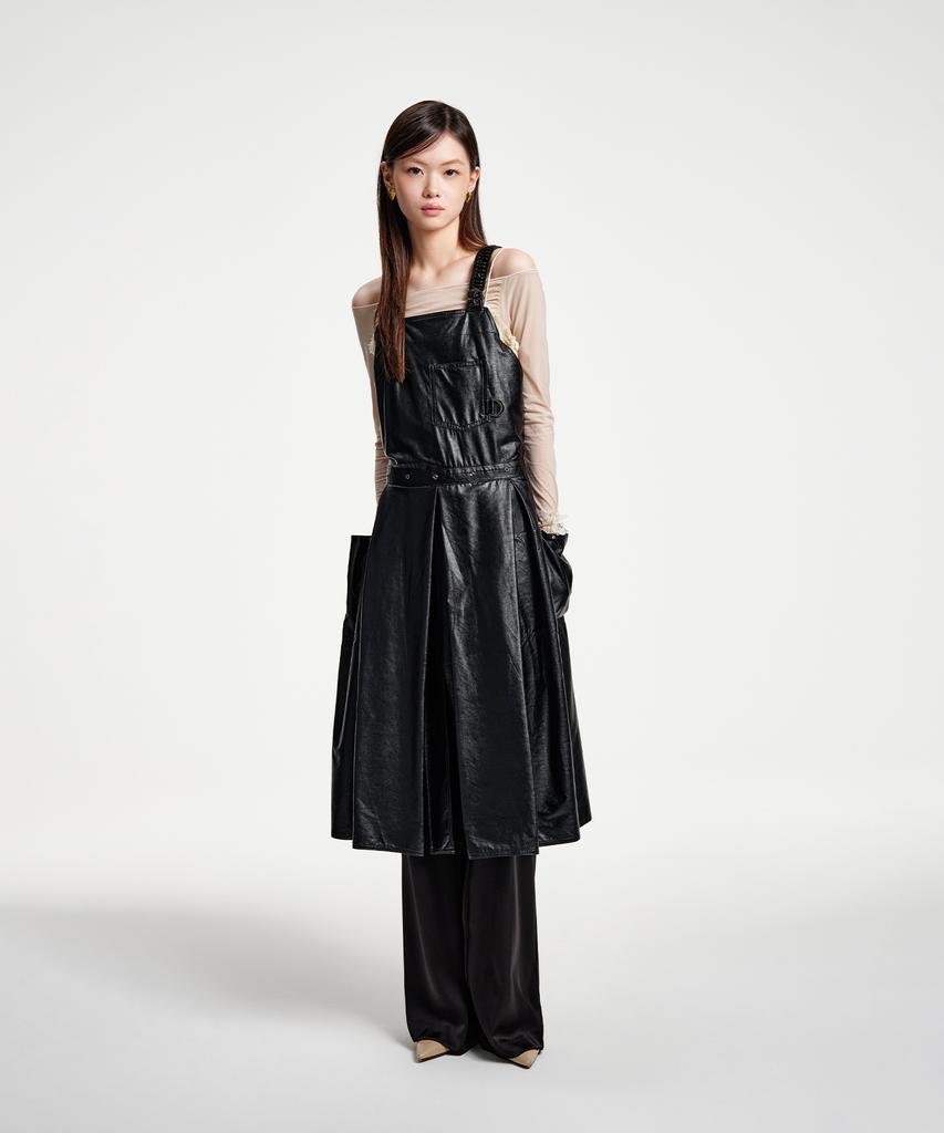 Eipeuleonwei Leather Hidden Hip Apron Dress 2 Sizes