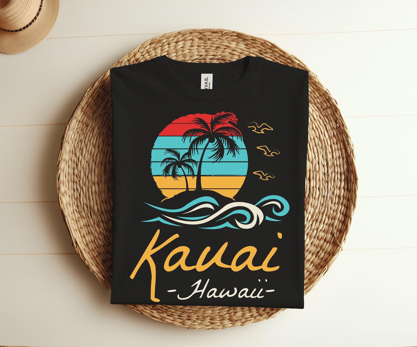 Kauai Island Tropical Paradise Hawaii Aloha Hawaiian Family Vacation T-Shirt, Traveling Couples Friends Beach, Travel Surfing Souvenir Gifts 140